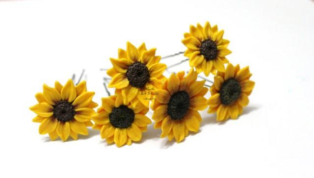 Sunflower Hairpin Set Of 6 Big Sunflower Hairpin Sunflower Hair