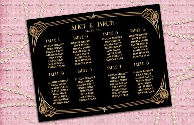 Printable Wedding Guest Seating Chart - Seating List - Art Deco Great