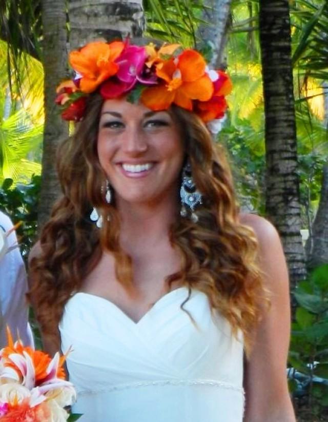 Silk Flower Crown Hawaiian Tropical Headpiece Bridal