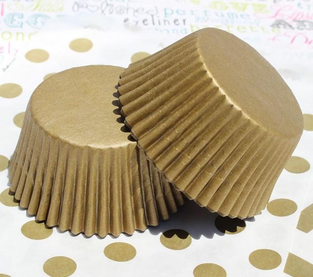 100 Gold Shimmer Cupcake Liners, Gold Shimmer Baking Cups, Gold Wedding
