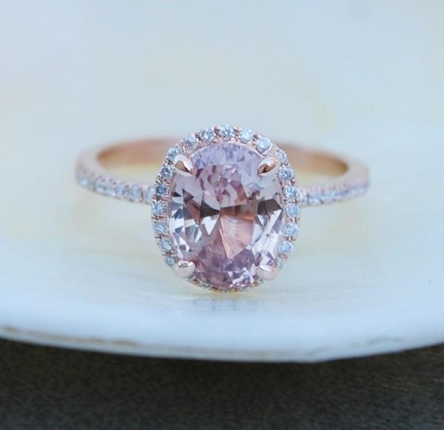 Peach Sapphire Ring, Peach Sapphire Engagement Ring, Champagne Sapphire ...