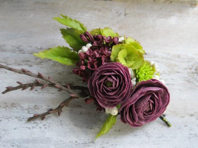 dark purple flower hair clip