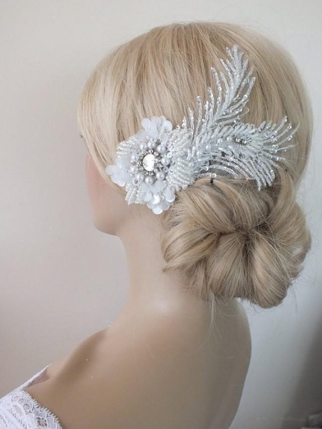 Bridal Lace Ivory Lace Hair Comb Ivory Beaded Lace Floral Wedding Hair Piece Bride Hair