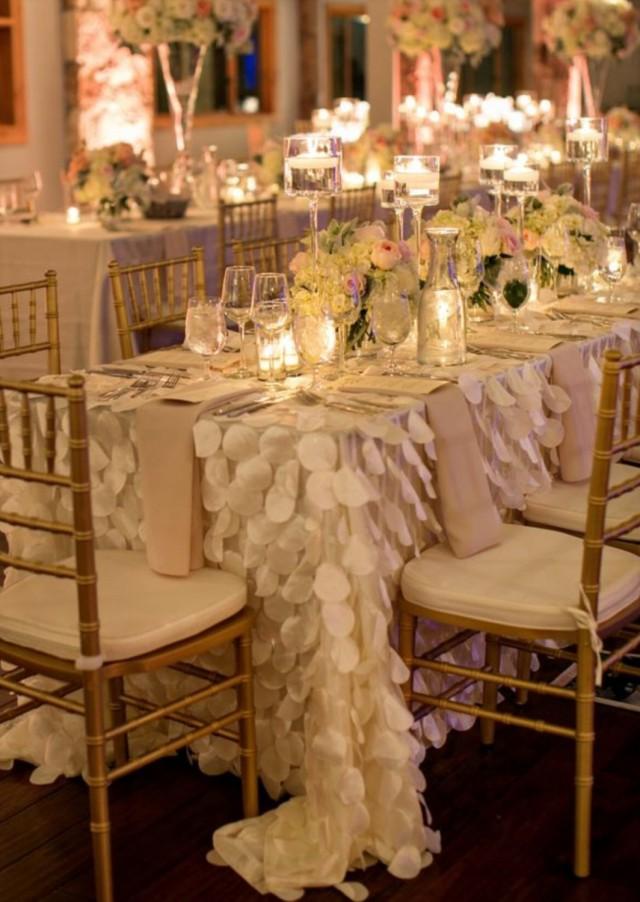 Petal Tablecloth Ivory White Blush Pink - Ready To Ship - Romantic