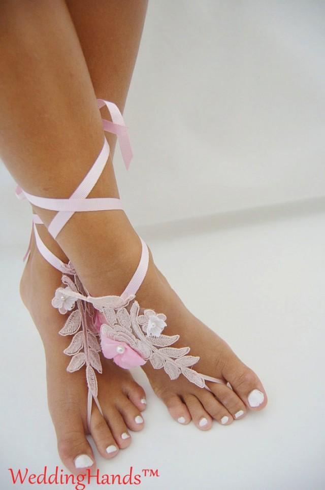 Footless Sandals For Beach Wedding, Footless Bridesmaid Barefoots, Handmade Ankle Sandals