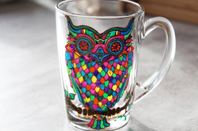 Owl Mug Gl Painted Coffee Gift Tea Personalized Lover Holiday Mugs Cup 2607624 Weddbook Owl Mug Gl Painted Coffee