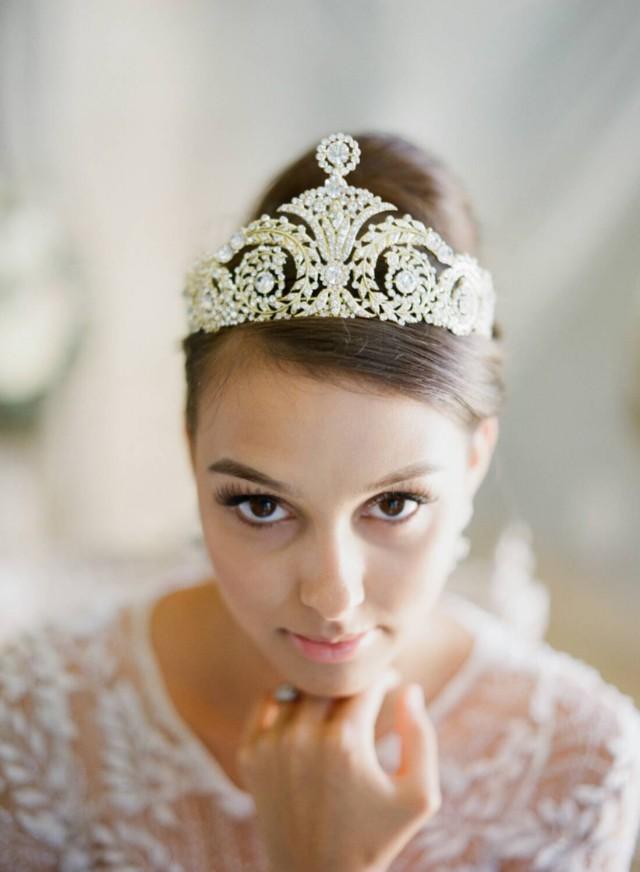 Bridal Tiara Art Deco Tiara HARLOW, Swarovski Gold Bridal Tiara, Crystal Wedding Crown, Tiara