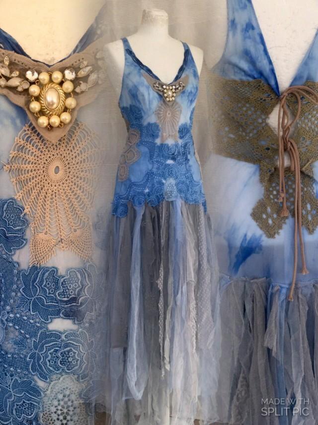 boho blue wedding dress