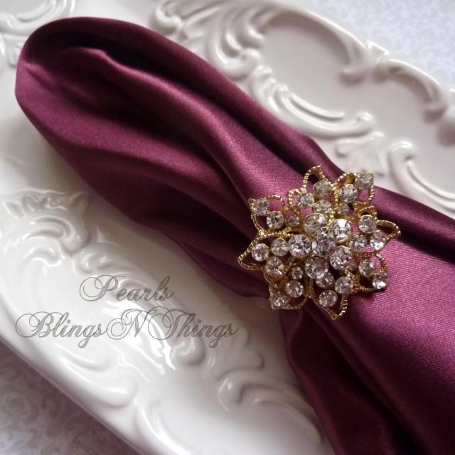 Medium Rhinestone Crystal ROSE GOLD NAPKIN Rings Holder For Weddings