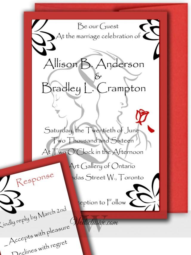 Beauty And The Beast Wedding Invitations Romantic Disney Weddings Belle And Beast Deposit Weddbook