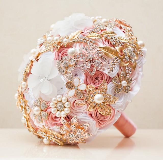 Brooch Bouquet, Wedding Bouquet, Blush Pink Bouquet, White