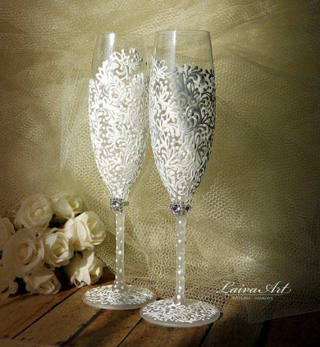 Wedding Champagne Flutes Wedding Champagne Glasses White Toasting