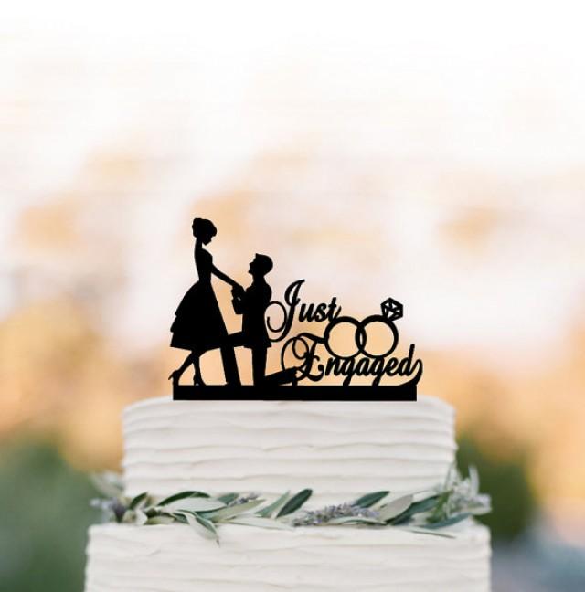 Just Engaged Wedding Cake Topper Funny, Bride And Groom Cake Topper