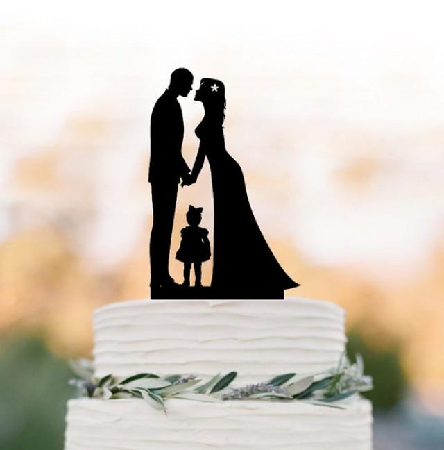 Family Wedding Cake Topper With Little Girl, Funny Wedding Cake Toppers