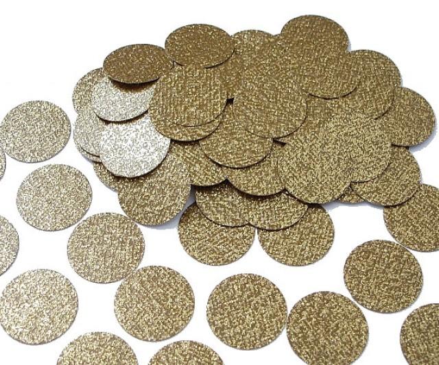 50 Glittered Gold Confetti Circles, 1" Glitter Gold Confetti Circles, Gold Coins, Party