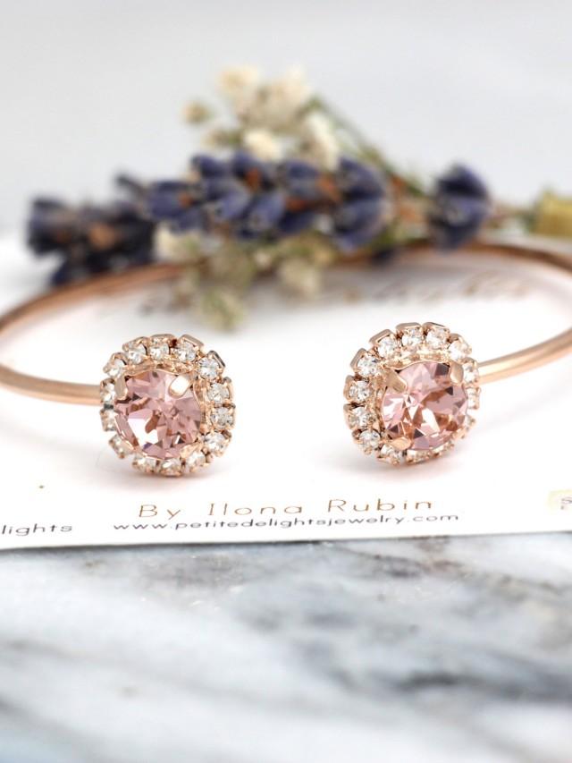Blush Bracelet,Blush Pink Bridal Bracelet,Bridal Rose Gold Bracelet