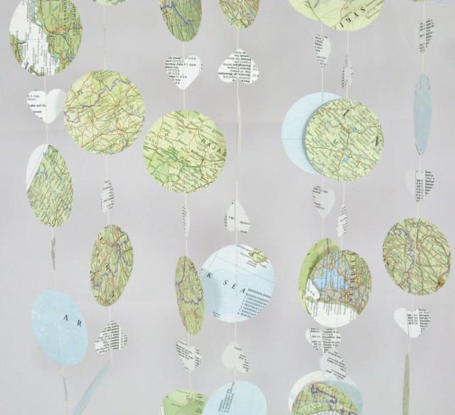 Hot Air Balloon Garland 10ft Vintage Map Bunting Mobile