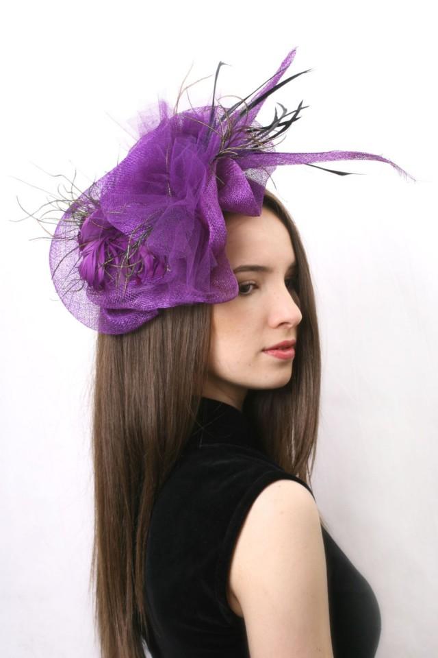 Purple Headpiece, Lavender Ascot Fascinator, Melbourne Cup Headpiece