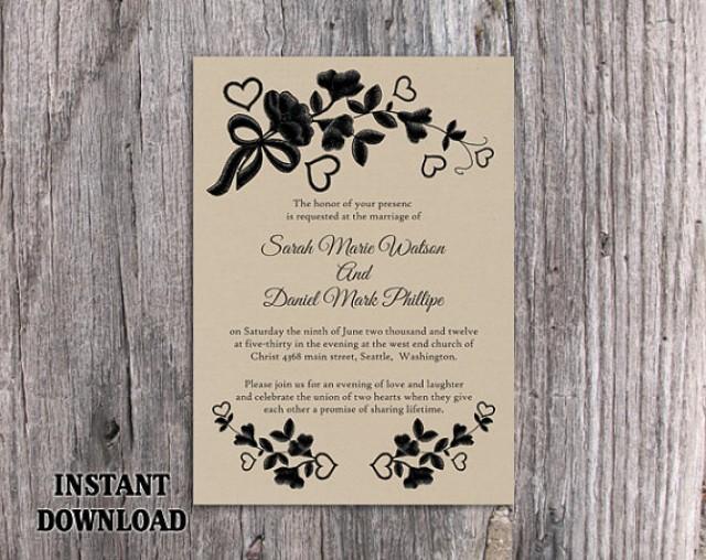 Printable Burlap And Lace Wedding Invitation Template