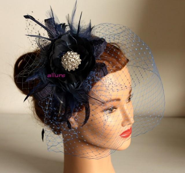 Blue Wedding Headpiece. Blue Fascinator 