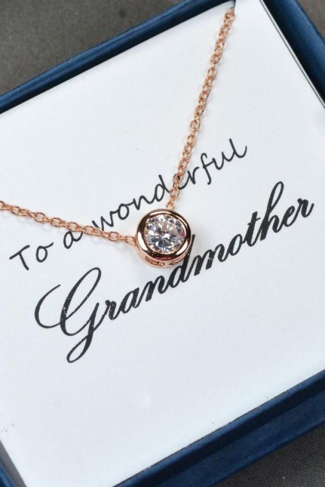 Mothers Jewelry,Grandma Necklace,grandmother Gift,mother In Law Gift,pendant,rose Gold,cz 