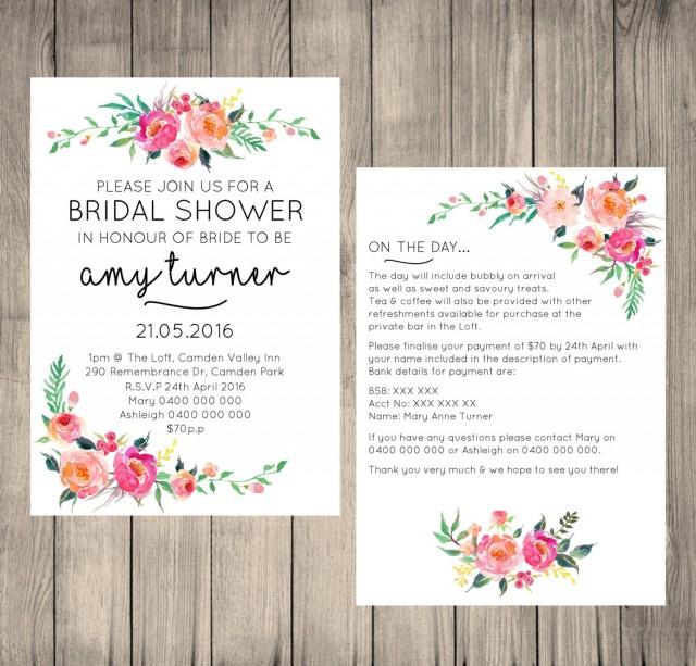 Ivory Bridal Shower Invitation Black and Gold Bridal Shower Invitation Floral Shower Invite Customized 5x7 Digital File Wedding Invite