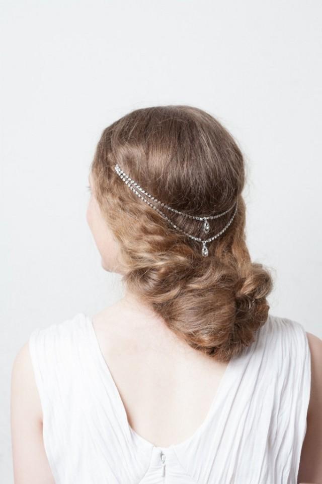 Weddding Headpiece Bohemian Bridal Hair Accessory Crystal Head Chain Updo Wedding Hair