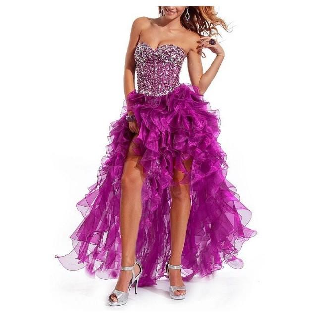 Amazing Satin And Organza A Line Strapless Sweetheart Neckline High Low
