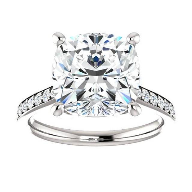 Raven Fine Jewelers 10mm Cushion SUPERNOVA Moissanite & Diamond Ring