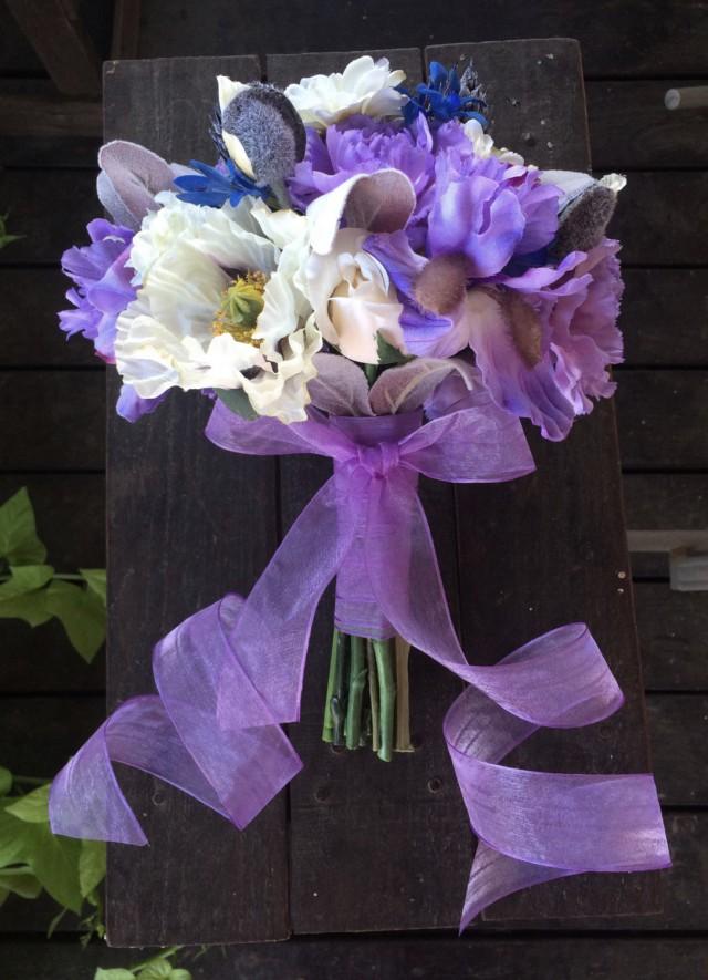 Quick Ship Lavender Carnation, Iris, And Soft Lamb's Ear With Cream