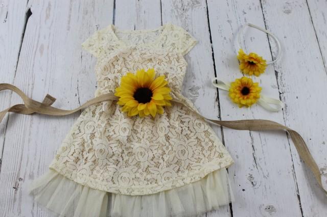 flower girl dress with sunflower