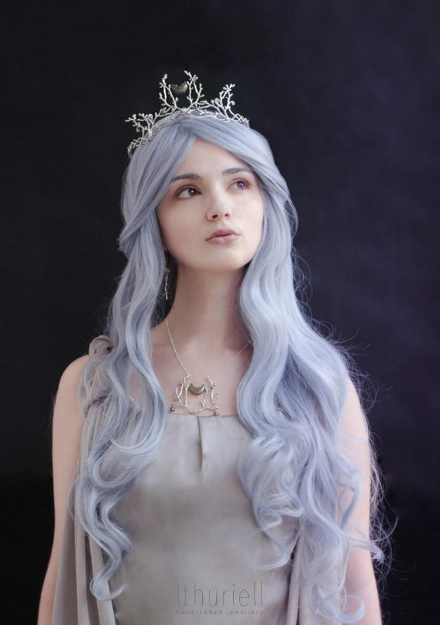Moonlit Forest Silver Tiara, Elven Circlet, Celtic Crown