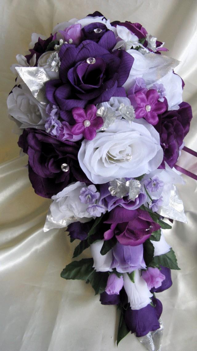 17pcs Wedding Bridal Bouquet Set Decoration Package Silk Flowers CHAMPAGNE CREAM 