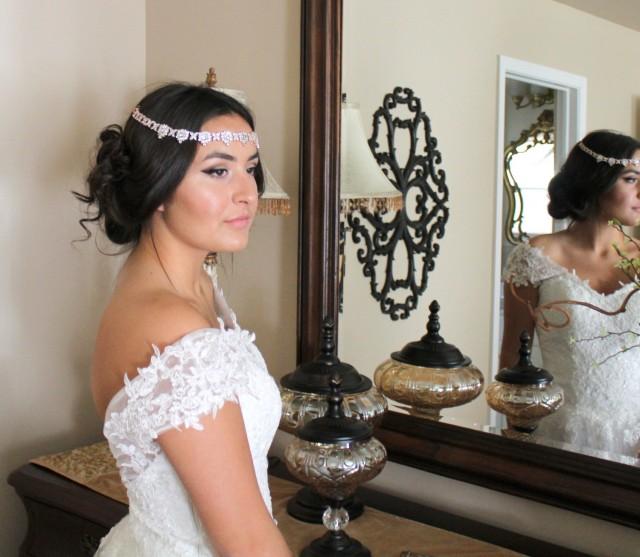 Bridal Forehead Band, Bridal Tiara, Wedding Headpiece, Bridal Headband, Wedding Circlet, Crystal
