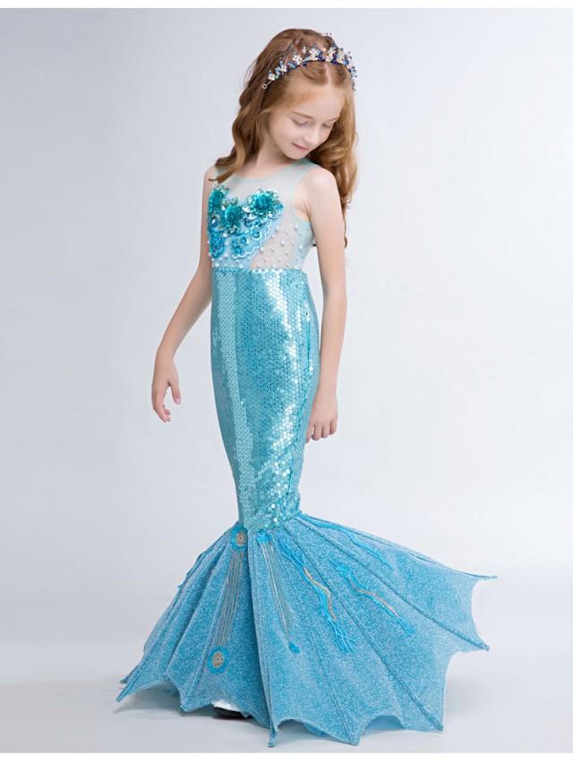 Blue Flower Girl Dress Blue Pegeant Dress Fully Lined Multiple Layers