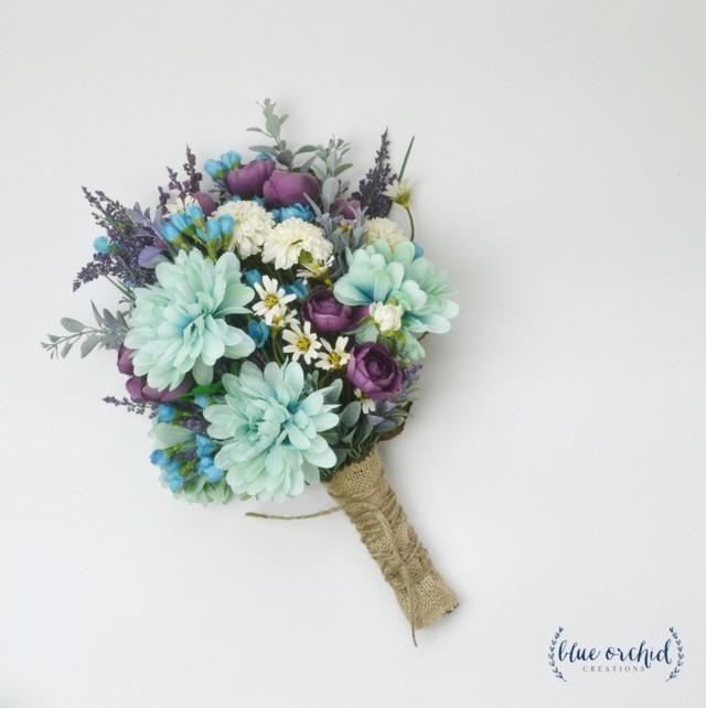 Wildflower Bouquet, Lavender Bouquet, Turquoise, Teal, Purple, Boho