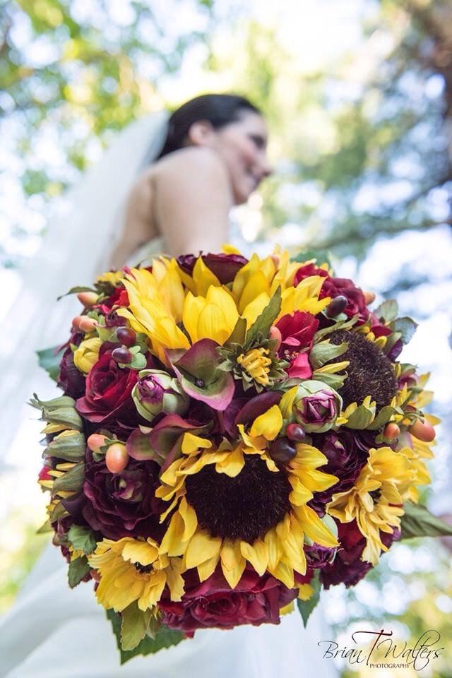 Sunflower Fall Wedding Bridal Bouquet Made With Silk Flowers At