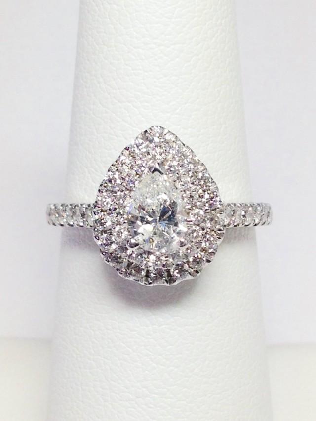 1.00CT Diamond Pear Shape Double Halo Engagement Ring Anniversary Rings