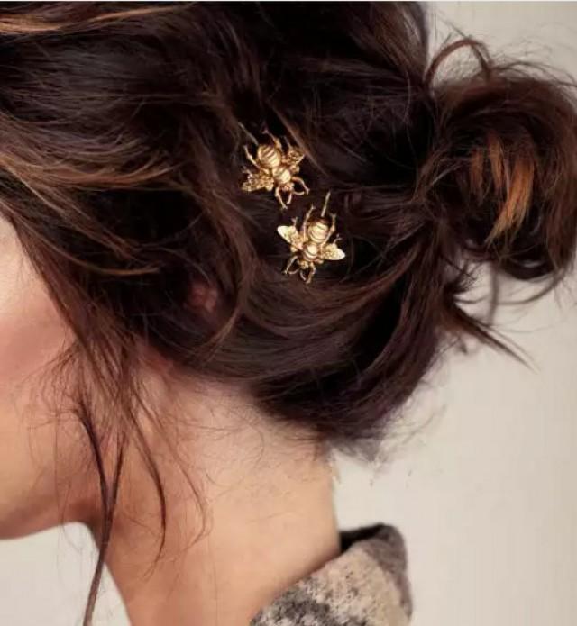 gold hair pins for prom