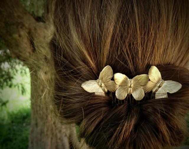 Butterfly Hair Comb Gold Butterflies Hair Comb Butterfly Hair Clip