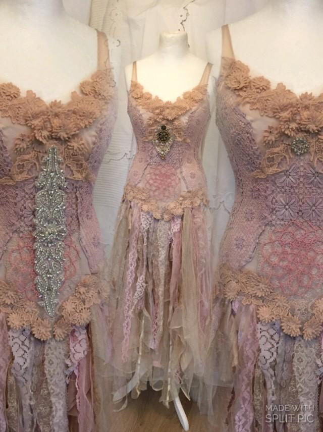 antique pink wedding dress