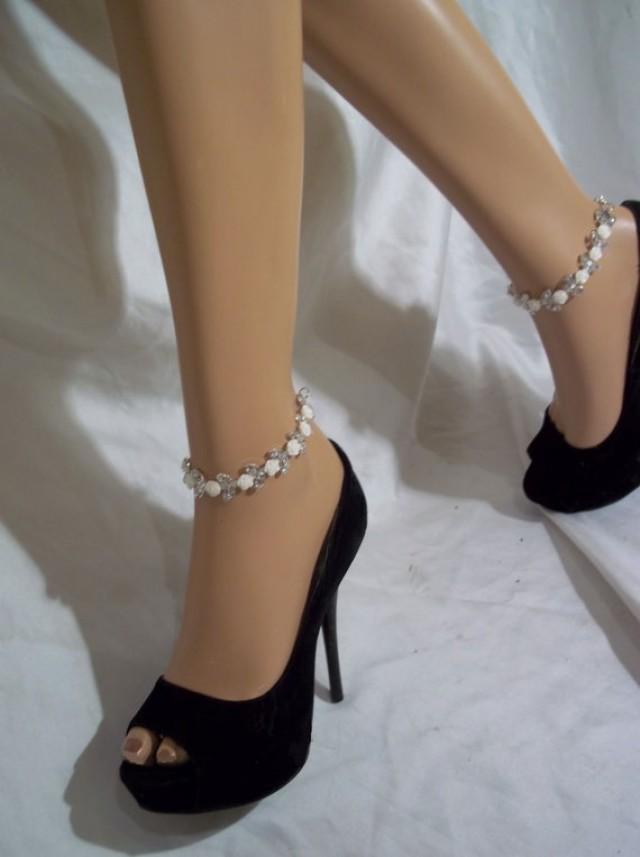 Rhinestone Pearl Anklets, Rhinestone Ankle Bracelets, Pearl Anklets