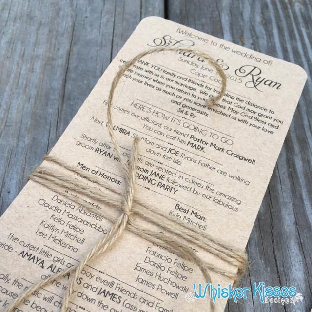 Rustic Wedding Program Outdoor Wedding Program Ceremony Program