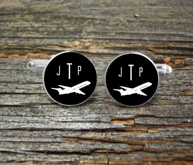 Airplane Aviation Cufflinks Monogramed Silver Or GoldCufflinksWedding