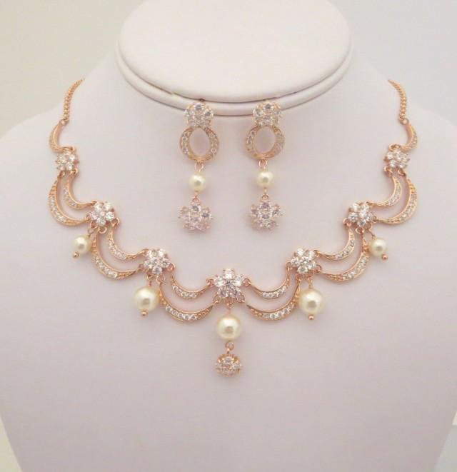 Rose Gold Bridal Necklace, Rose Gold 