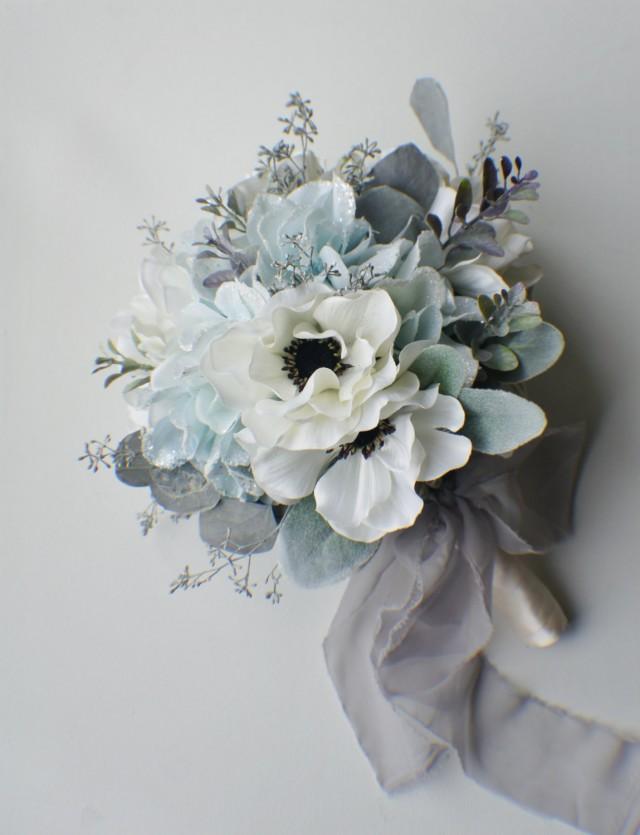 Silk Bride Bouquet, Ready To Ship, Winter Bouquet, Ranunculus