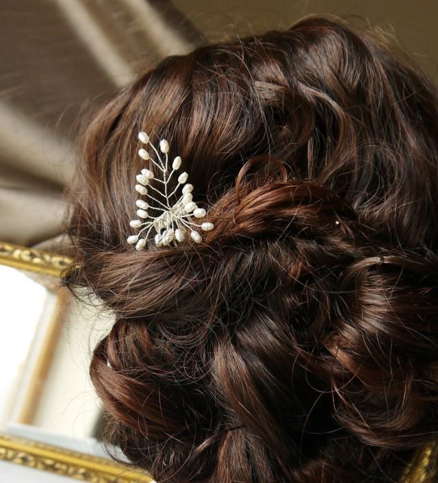 Beautiful Bridal Leaf Design Crystal & Pearl Silver Hair Comb slide Prom 