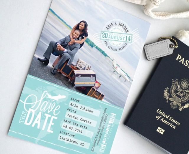 Boarding Pass Destination Wedding Save The Date Photo Card - Custom