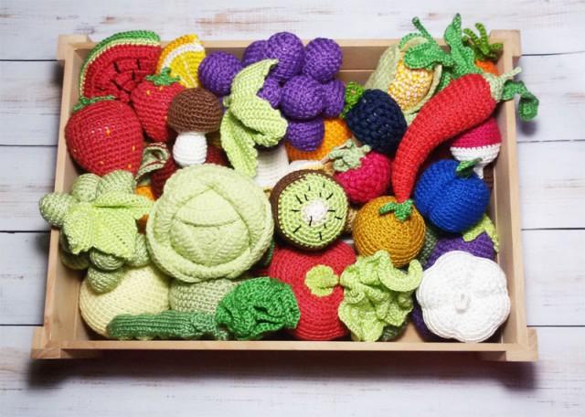 Crochet Vegetables Fruits 50 Pcs Christmas Gift Birthday Play Food