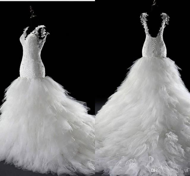New Vestido De Noiva 2016 Mermaid Lace Tulle Corset Church Wedding